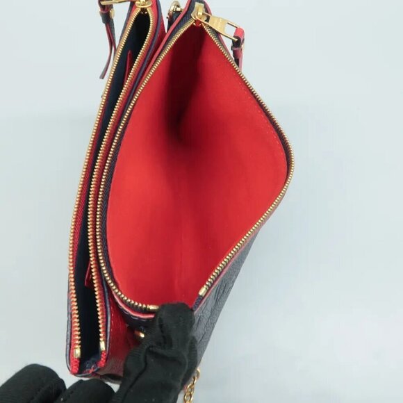 100% Auth Louis Vuitton Double Zip Monogram Leather Shoulder Bag 1090-0782 - Picture 10 of 12